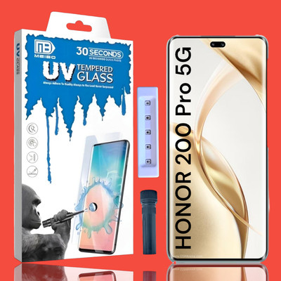 KadWaniya Edge To Edge Tempered Glass for Honor 200 Pro 5G, HONOR 200 PRO 5G, Meibo Series 3D Curved (30 Seconds Quick Paste) High Quality UV Liquide Glue Glass with Easy Installation Kit-0781(Pack of 1)