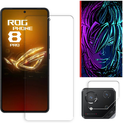 SOMTONE Edge To Edge Tempered Glass for Asus ROG Phone 8 Pro 5G Tempered Glass Screen Protector | Anti-Scratch | Edge to Edge Full Coverage | 9H Hardness (1 FRONT SCREEN GUARD + 1 CAMERA LENS PROTECTOR + 1 FREE BACK EMBOSSED SKIN002)(Pack of 1)