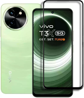 Caseline Edge To Edge Tempered Glass for vivo T3x 5G, vivo T3x5g(Pack of 1)