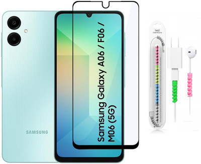Bodoma Edge To Edge Tempered Glass for Samsung Galaxy A06 5G, SAMSUNG Galaxy F06 5G, Samsung Galaxy M06 5G with Cable protector(Pack of 1)