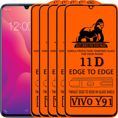 TWIGLO Edge To Edge Tempered Glass for VIVO Y91(Pack of 5)