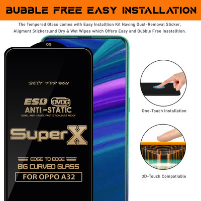 Roxel Edge To Edge Tempered Glass for OPPO A32(Pack of 2)