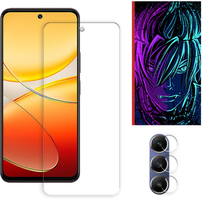 SOMTONE Edge To Edge Tempered Glass for vivo T3 5G Tempered Glass Screen Protector | Anti-Scratch | Edge to Edge Full Coverage | 9H Hardness (1 FRONT SCREEN GUARD + 1 CAMERA LENS PROTECTOR + 1 FREE BACK EMBOSSED SKIN002)(Pack of 1)