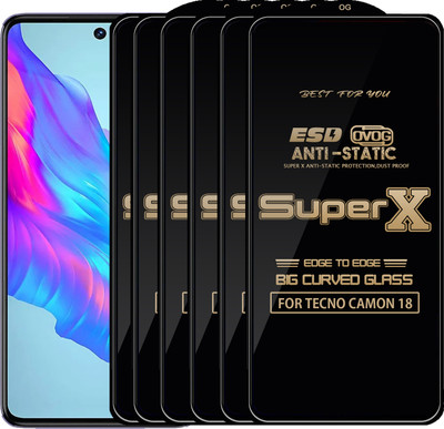 MGito Edge To Edge Tempered Glass for TECNO CAMON 18(Pack of 6)