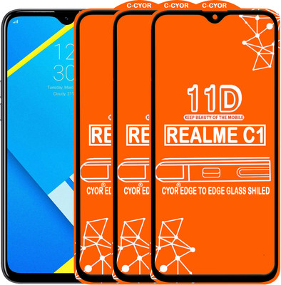 CYOR Edge To Edge Tempered Glass for Realme C1(Pack of 3)