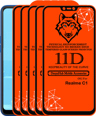 DeepzHub Edge To Edge Tempered Glass for Realme C1(Pack of 5)