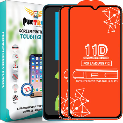 PikTrue Edge To Edge Tempered Glass for Samsung Galaxy F12(Pack of 2)
