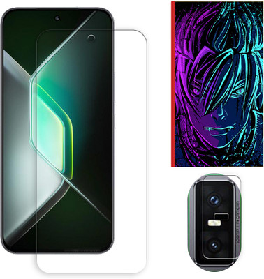 SOMTONE Tempered Glass Guard for Infinix GT 30 Pro 5G Tempered Glass Screen Protector | Anti-Scratch | Edge to Edge Full Coverage | 9H Hardness (1 FRONT SCREEN GUARD + 1 CAMERA LENS PROTECTOR + 1 FREE BACK EMBOSSED SKIN002)(Pack of 1)