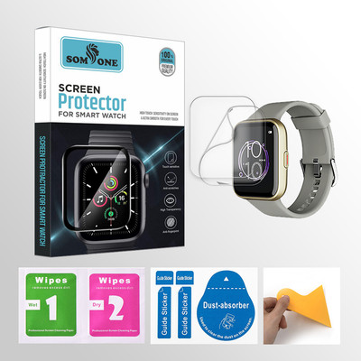 SOMTONE Edge To Edge Tempered Glass for boAt Wave Connect 1.69 inch Smartwatch 2 PROTECTOR + 2 WIPES + 2 DUST REMOVAL STICKER + 1 WIPER(Pack of 2)