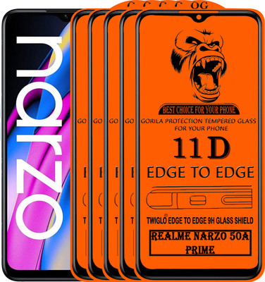 TWIGLO Edge To Edge Tempered Glass for REALME NARZO 50A PRIME 5G(Pack of 5)