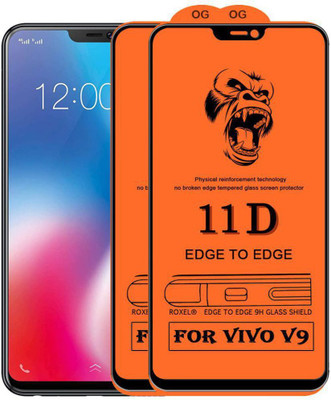 NaturalBuy Edge To Edge Tempered Glass for Vivo V9 -| / Tempered Glass | Screen Protector Full HD Quality Tempered Glass Anti-Scratch Edge to Edge Coverage with Easy Installation Kit (Black) |(Pack of 2)
