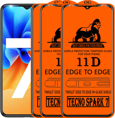 TWIGLO Edge To Edge Tempered Glass for TECNO SPARK 7(Pack of 3)