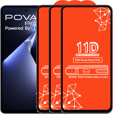 PikTrue Edge To Edge Tempered Glass for Tecno Pova 5 Pro(Pack of 3)