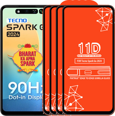 PikTrue Edge To Edge Tempered Glass for Tecno Spark Go 2024(Pack of 4)