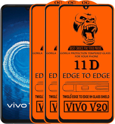 TWIGLO Edge To Edge Tempered Glass for VIVO V20(Pack of 3)