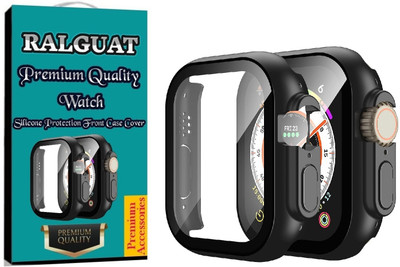 RALGUAT Edge To Edge Screen Guard for Compatible for Apple Watch Ultra 49mm with Tempered Glass Screen Protector, Series Ultra Case with Screen Guard,, Touch Sensitive, Full Coverage Bumper Protective Cover - (49mm Black)(Pack of 1)
