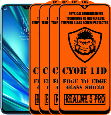 CYOR Edge To Edge Tempered Glass for REALME 5 PRO(Pack of 4)