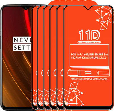 Qyist Edge To Edge Tempered Glass for FOR ONEPLUS 7, OnePlus 6T, INFINIX SMART 3 PLUS, OPPO K1, Realme XT, REALME X2(Pack of 6)