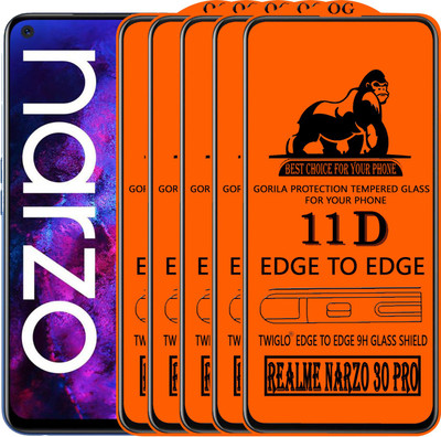 TWIGLO Edge To Edge Tempered Glass for REALME NARZO 30 PRO(Pack of 5)