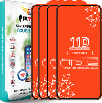 PikTrue Edge To Edge Tempered Glass for Apple iPhone X(Pack of 4)