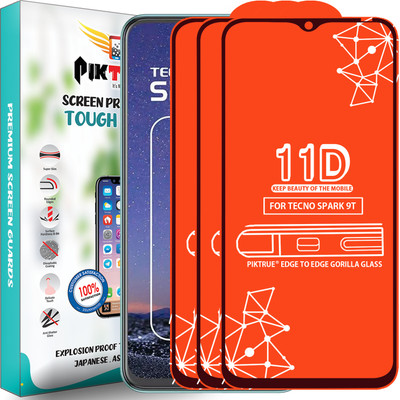 PikTrue Edge To Edge Tempered Glass for Tecno Spark 9T(Pack of 3)