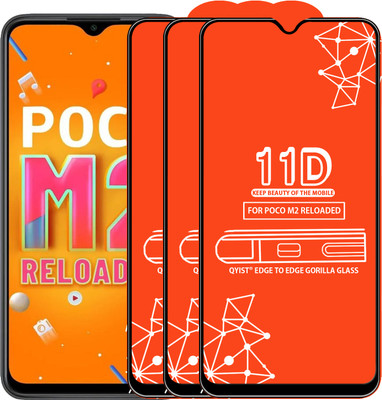 Qyist Edge To Edge Tempered Glass for Poco M2 Reloaded(Pack of 3)
