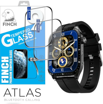 FINCH Edge To Edge Tempered Glass for FIRE BOLTT ATLAS SMARTWATCH(Pack of 2)