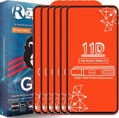 Roxel Edge To Edge Tempered Glass for Tecno Camon 18(Pack of 6)