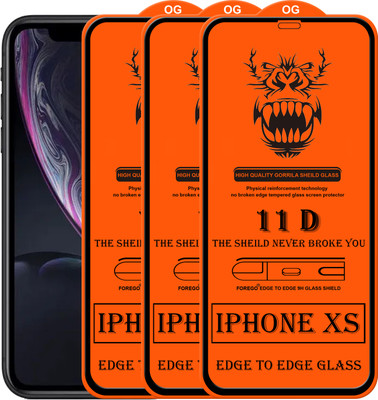 Forego Edge To Edge Tempered Glass for Apple iPhone XS(Pack of 3)