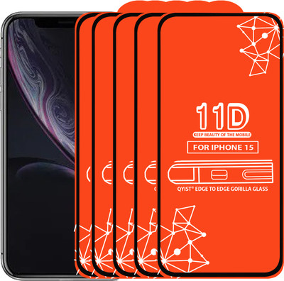 Qyist Edge To Edge Tempered Glass for Iphone 15(Pack of 5)