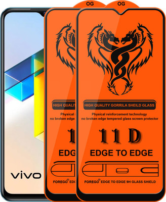 Forego Edge To Edge Tempered Glass for Vivo T1 5G(Pack of 2)
