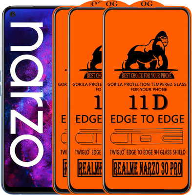 TWIGLO Edge To Edge Tempered Glass for REALME NARZO 30 PRO(Pack of 3)