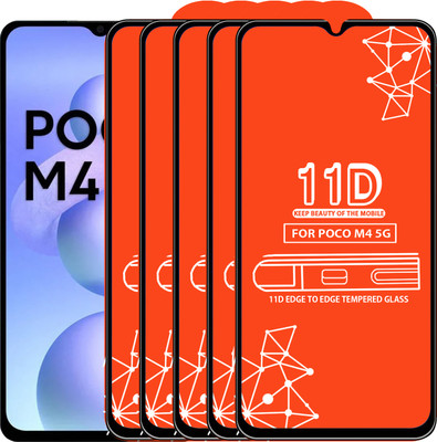 Qyist Edge To Edge Tempered Glass for Poco M4 5G(Pack of 5)