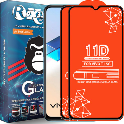 Roxel Edge To Edge Tempered Glass for Vivo T1 5G(Pack of 2)