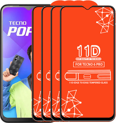 Roxel Edge To Edge Tempered Glass for Tecno 6 Pro(Pack of 4)