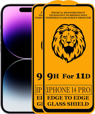 HQ Protection Edge To Edge Tempered Glass for Apple iPhone 14 Pro (6.1) [ NOT FOR IPHONE 14 PRO MAX ](Pack of 2)