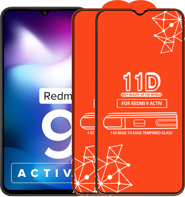 Qyist Edge To Edge Tempered Glass for Redmi 9 Activ(Pack of 2)