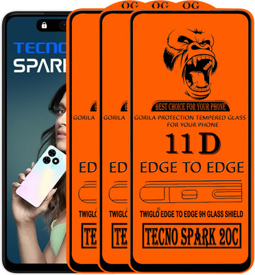 TWIGLO Edge To Edge Tempered Glass for TECNO SPARK 20C(Pack of 3)