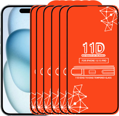 Roxel Edge To Edge Tempered Glass for Iphone 15 Pro(Pack of 6)