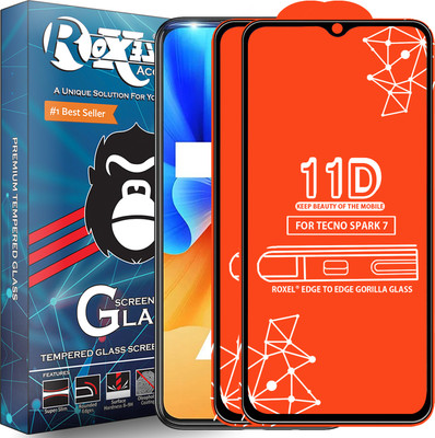 Roxel Edge To Edge Tempered Glass for Tecno Spark 7(Pack of 2)