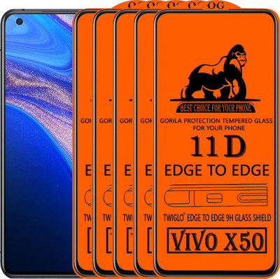 TWIGLO Edge To Edge Tempered Glass for VIVO X50(Pack of 5)