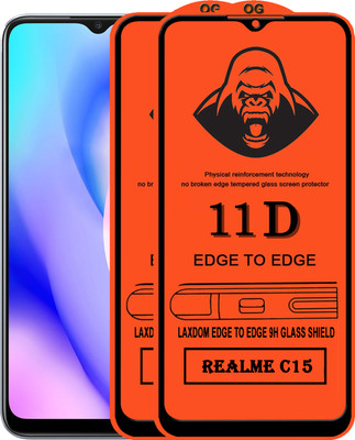 Laxdom Edge To Edge Tempered Glass for REALME C15(Pack of 2)