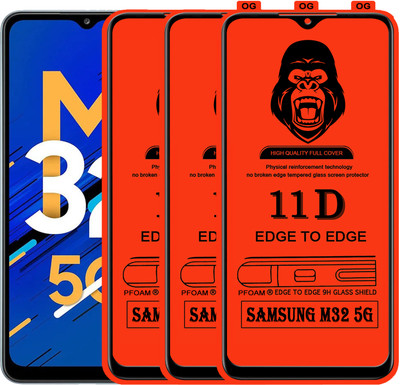Laxdom Edge To Edge Tempered Glass for SAMSUNG GALAXY M32 5G(Pack of 3)