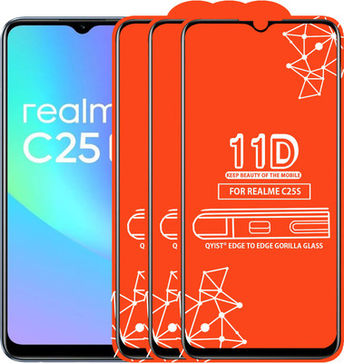 Qyist Edge To Edge Tempered Glass for Realme C25S(Pack of 3)