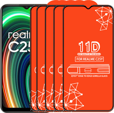 Qyist Edge To Edge Tempered Glass for Realme C25Y(Pack of 5)