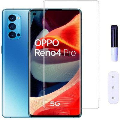 Bigil Edge To Edge Tempered Glass for OPPO Reno4 Pro, UV Curved Screen Protector(Pack of 1)