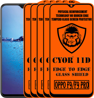 CYOR Edge To Edge Tempered Glass for Oppo F9(Pack of 5)