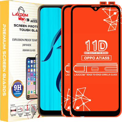 Laxdom Edge To Edge Tempered Glass for OPPO A7(Pack of 2)