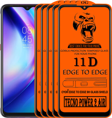 CYOR Edge To Edge Tempered Glass for TECNO POWER 2 AIR(Pack of 5)