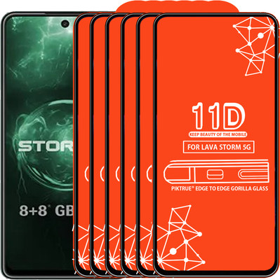 PikTrue Edge To Edge Tempered Glass for LAVA STORM 5G(Pack of 6)